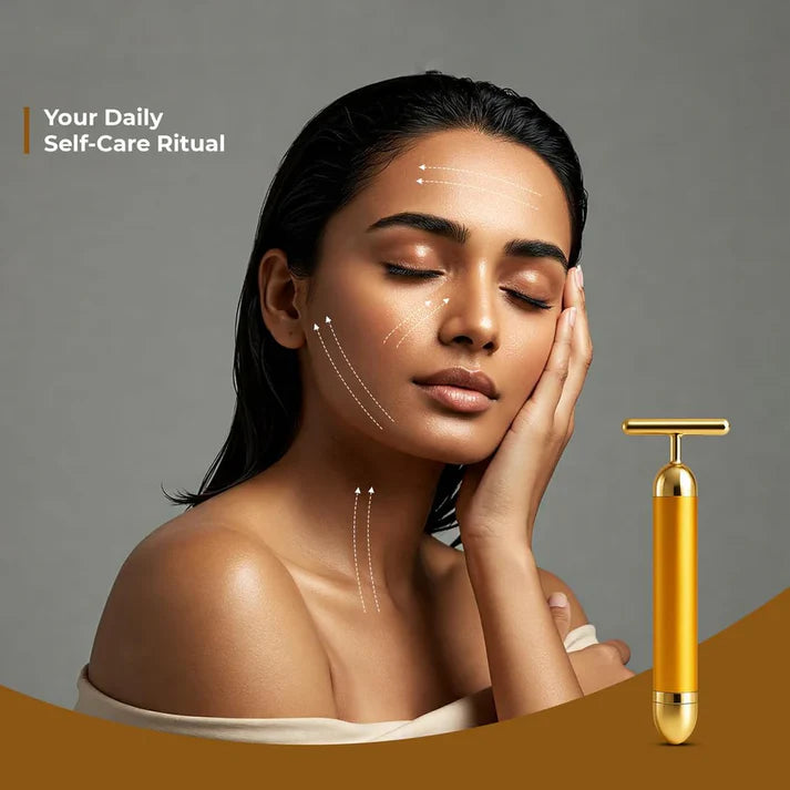 24K Gold Energy Beauty Bar Electric Facial Massage Roller