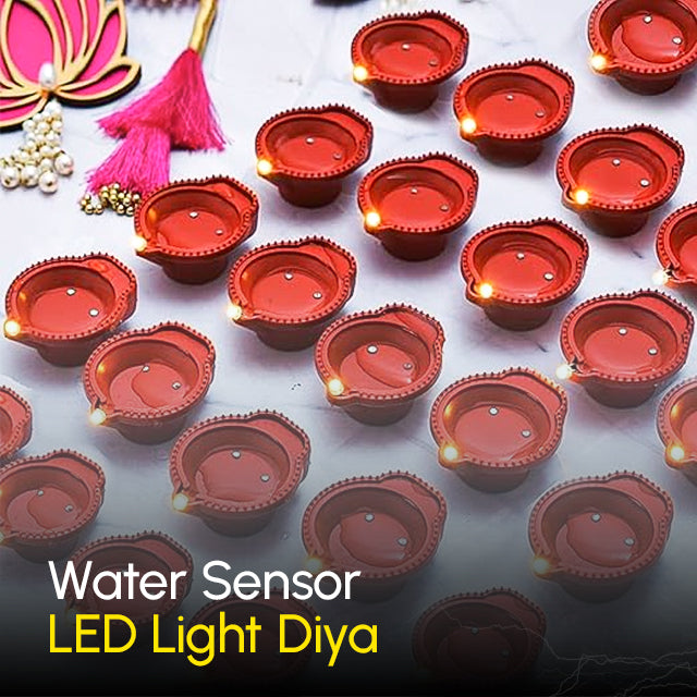 Diya LED Water Sensor - Safe, Smokeless & Reusable Ambient Lights (Pack of 06/12/18/24)